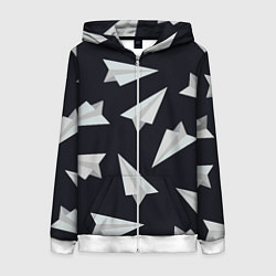 Женская толстовка на молнии Белый бумажный самолётик - Телеграм