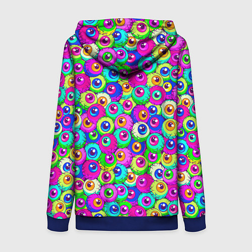 Женская толстовка на молнии Глазные яблоки цветной паттерн / 3D-Синий – фото 2