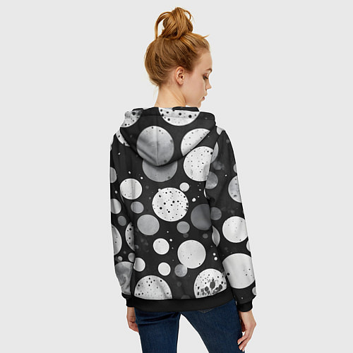 Женская толстовка на молнии Круги на темном фоне / 3D-Черный – фото 4