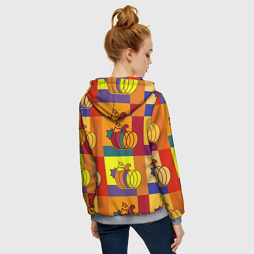 Женская толстовка на молнии Тыква разноцветная / 3D-Меланж – фото 4