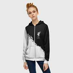 Толстовка на молнии женская Liverpool fc белые краски, цвет: 3D-белый — фото 2