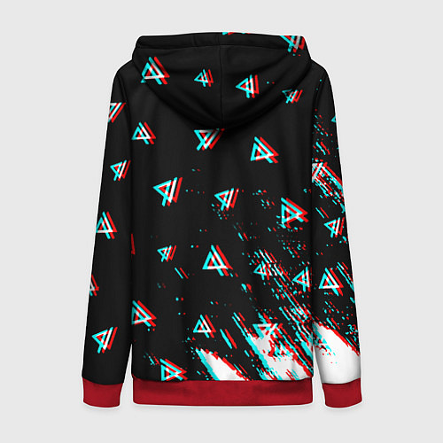 Женская толстовка на молнии Linkin park glitch patern / 3D-Красный – фото 2