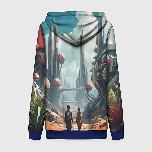 Женская толстовка на молнии Планета фантастика / 3D-Синий – фото 2