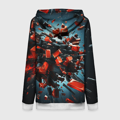 Женская толстовка на молнии Геометрический взрыв пластин / 3D-Белый – фото 2