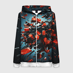 Толстовка на молнии женская Геометрический взрыв пластин, цвет: 3D-белый