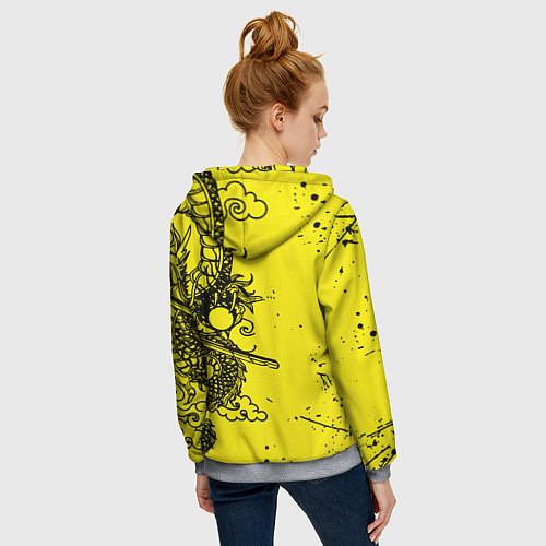 Женская толстовка на молнии Syberpunk dragon tatoo / 3D-Меланж – фото 4