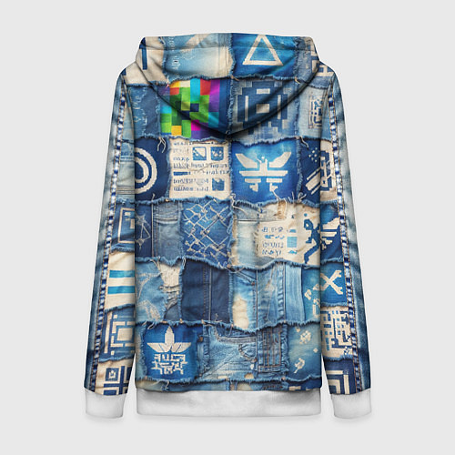 Женская толстовка на молнии Пэчворк с игровыми значками / 3D-Белый – фото 2