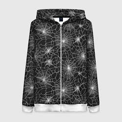 Толстовка на молнии женская Паутина - паттерн, цвет: 3D-белый