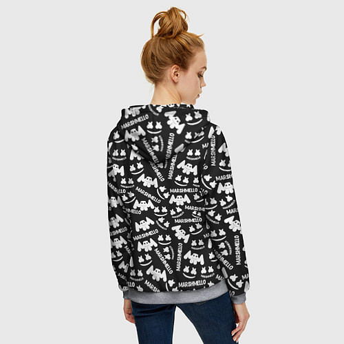 Женская толстовка на молнии Marshmello pattern music / 3D-Меланж – фото 4