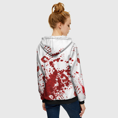 Женская толстовка на молнии Кровавые следы и отпечатки рук / 3D-Черный – фото 4