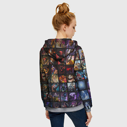 Женская толстовка на молнии Dota 2 - все персонажи / 3D-Меланж – фото 4