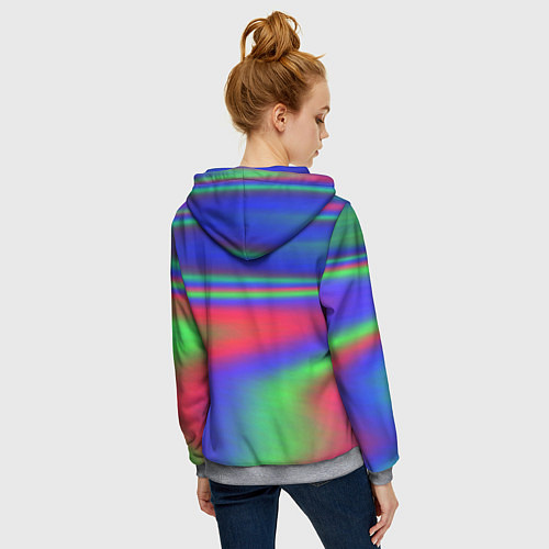 Женская толстовка на молнии Неоновые цвета градиент краски / 3D-Меланж – фото 4