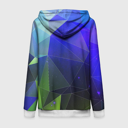 Женская толстовка на молнии Неоновые треугольники геометрия / 3D-Белый – фото 2