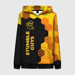 Толстовка на молнии женская Stumble Guys - gold gradient по-вертикали, цвет: 3D-черный