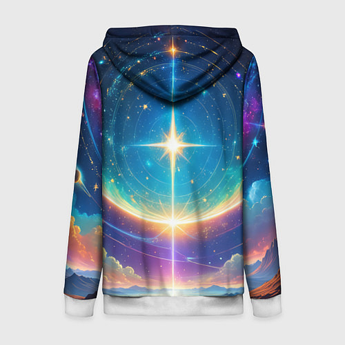 Женская толстовка на молнии Звезда галактики / 3D-Белый – фото 2
