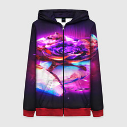 Толстовка на молнии женская Неоновые абстракция краски, цвет: 3D-красный