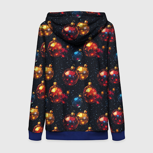 Женская толстовка на молнии Новогодние шары паттерн / 3D-Синий – фото 2