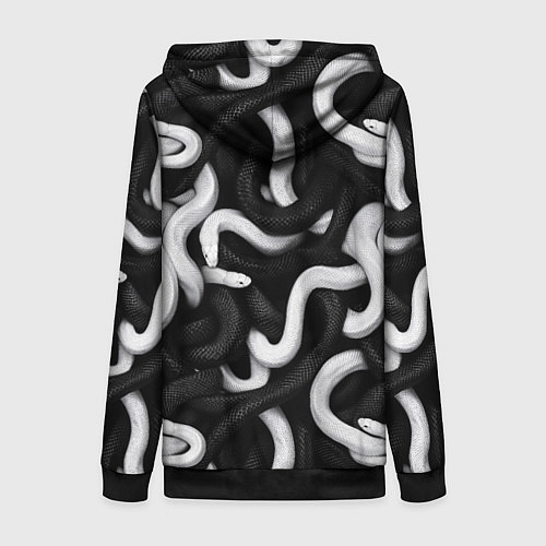 Женская толстовка на молнии Черные и белые змеи / 3D-Черный – фото 2