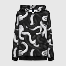 Женская толстовка на молнии Черные и белые змеи