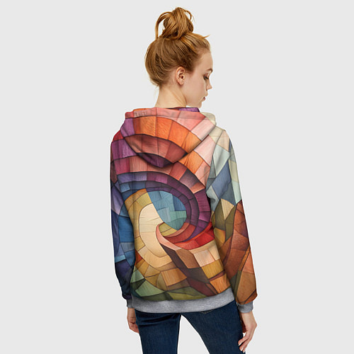 Женская толстовка на молнии Разноцветная мозаика в виде спирали / 3D-Меланж – фото 4