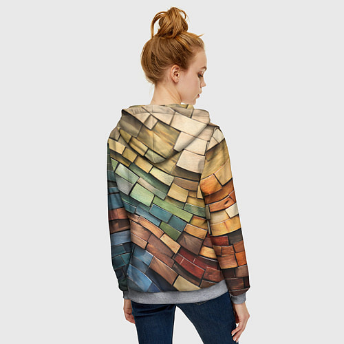 Женская толстовка на молнии Волнистая мозаика / 3D-Меланж – фото 4