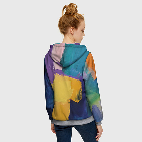 Женская толстовка на молнии Мазки красок / 3D-Меланж – фото 4