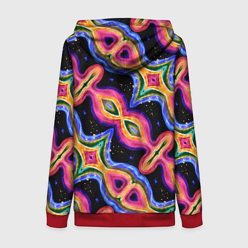 Женская толстовка на молнии Красочный психоделический узор / 3D-Красный – фото 2