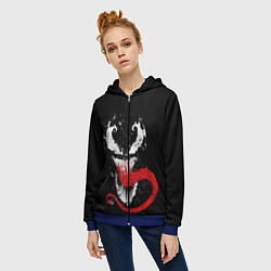 Толстовка на молнии женская Лицо Венома, цвет: 3D-синий — фото 2