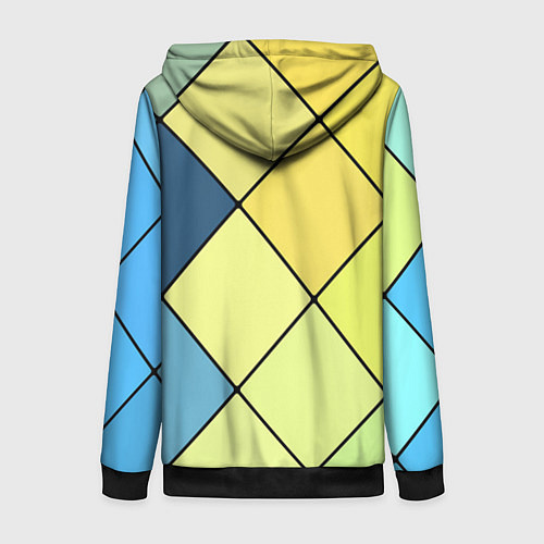 Женская толстовка на молнии Геометрия линии клетка / 3D-Черный – фото 2