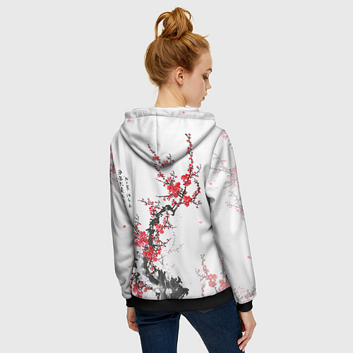 Женская толстовка на молнии Китайская слива / 3D-Черный – фото 4