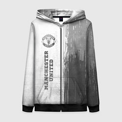 Толстовка на молнии женская Manchester United - white gradient по-вертикали, цвет: 3D-черный