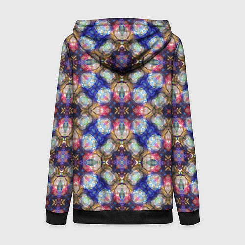 Женская толстовка на молнии Пестрый калейдоскопический узор / 3D-Черный – фото 2