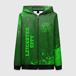 Толстовка на молнии женская Leicester City - green gradient вертикально, цвет: 3D-черный