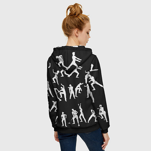 Женская толстовка на молнии Silhouettes of moving people / 3D-Черный – фото 4