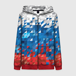 Толстовка на молнии женская Пиксельный флаг, цвет: 3D-красный