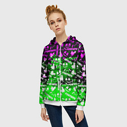 Толстовка на молнии женская Fortnite краски кислота, цвет: 3D-белый — фото 2