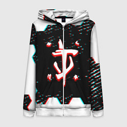 Толстовка на молнии женская Doom hexagon glitch color, цвет: 3D-белый