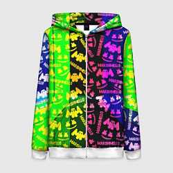 Толстовка на молнии женская Marshmello pattern neon steel, цвет: 3D-белый