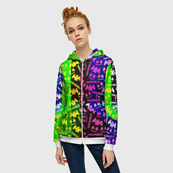 Толстовка на молнии женская Marshmello pattern neon steel, цвет: 3D-белый — фото 2