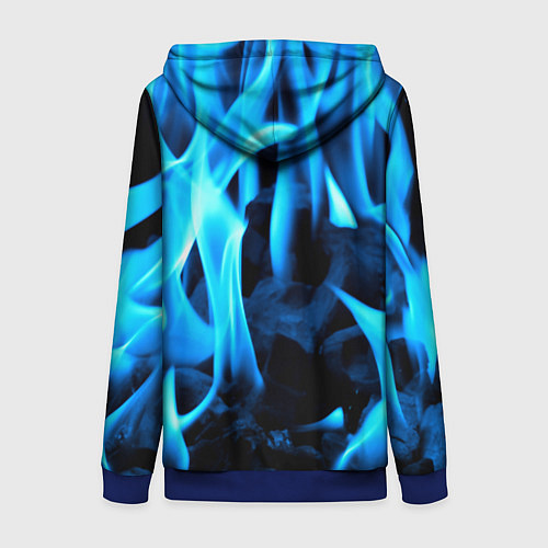Женская толстовка на молнии Синий огонь текстура / 3D-Синий – фото 2