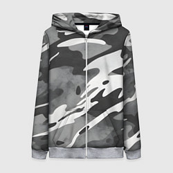 Толстовка на молнии женская Черно белый камуфляж, цвет: 3D-меланж