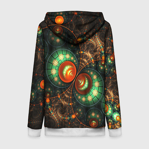 Женская толстовка на молнии Фрактальный узор абстрактный / 3D-Белый – фото 2