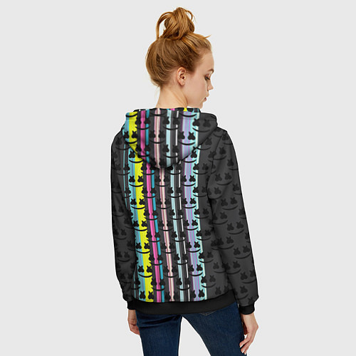 Женская толстовка на молнии Marshmello dj pattern line / 3D-Черный – фото 4