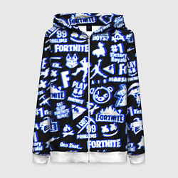 Толстовка на молнии женская Fortnite neon game steel, цвет: 3D-белый