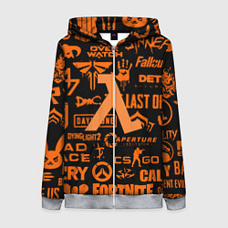 Толстовка на молнии женская Half-life pattern game, цвет: 3D-меланж