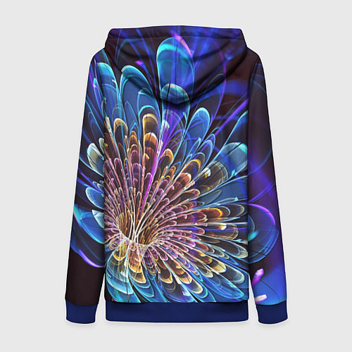 Женская толстовка на молнии Оптический цветок узор / 3D-Синий – фото 2