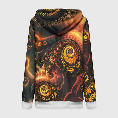 Женская толстовка на молнии Оптические узоры фракталы / 3D-Белый – фото 2