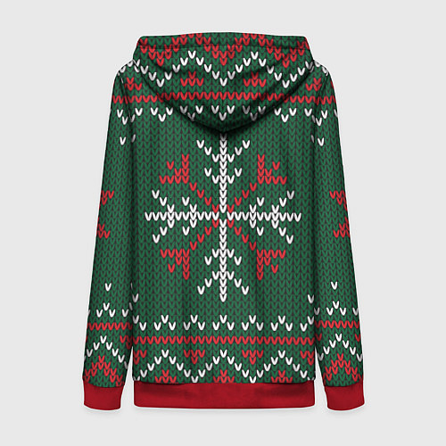Женская толстовка на молнии Knitted Snowflake Pattern / 3D-Красный – фото 2