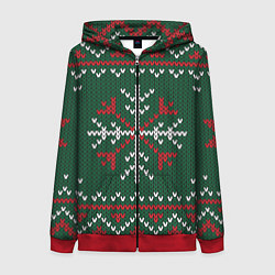 Женская толстовка на молнии Knitted Snowflake Pattern