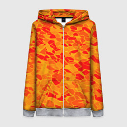 Толстовка на молнии женская Красные плитки на жёлтом фоне, цвет: 3D-меланж